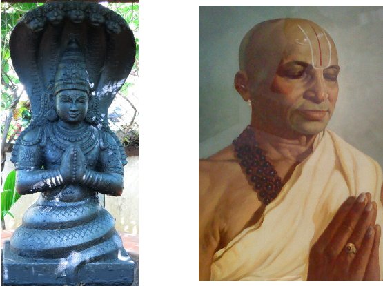 Statue de Patanjali et portrait de Krishnamacharya